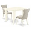 Pemberly Row 3-Piece Wood Dining Set with Drop Leaves in Linen White