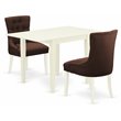 Pemberly Row 3-Piece Wood Dining Set in Linen White & Chocolate
