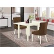 Pemberly Row 3-Piece Wood Dining Set in Linen White & Dark Coffee