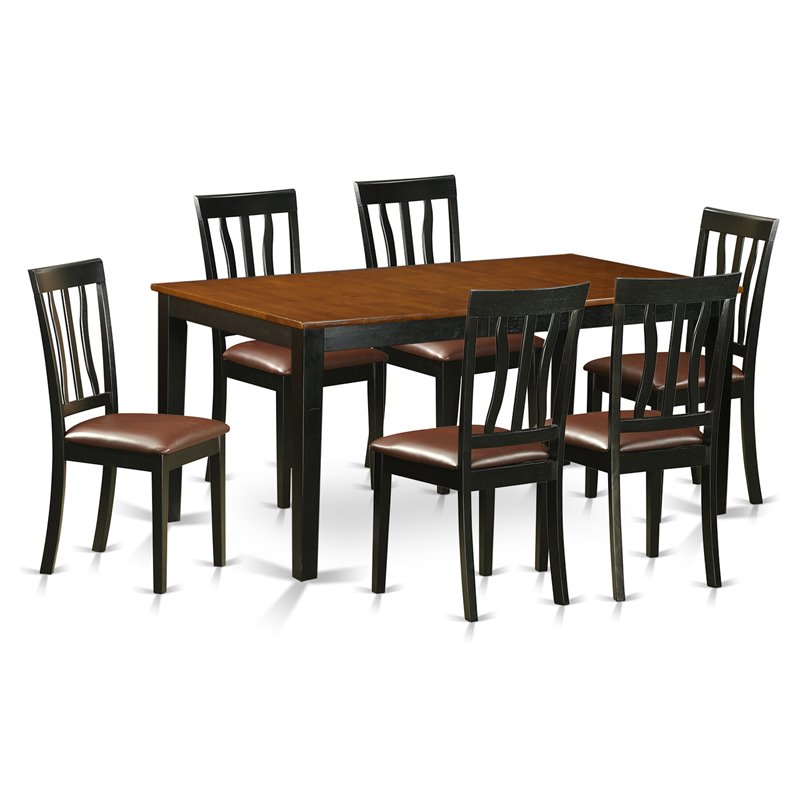 Pemberly Row 7-Piece Wood Kitchen Table Set in Black/Cherry Finish