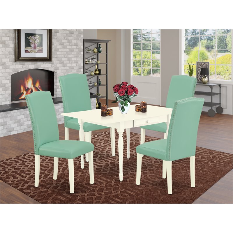 Pemberly Row 5-Piece Wood Dining Set with Full Back Chairs in White