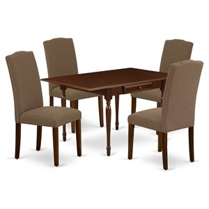 Pemberly Row 5-Piece Wood Kitchen Set in Mahogany Finish