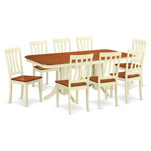 Pemberly Row 9-Piece Wood Dining Table Set in Buttermilk/Cherry
