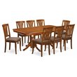 Pemberly Row 9-Piece Dining Set with Fabric Seats in Saddle Brown
