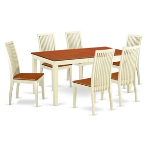 Pemberly Row 7-Piece Wood Dining Set in Buttermilk & Cherry Finish
