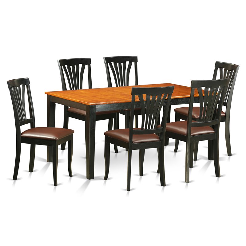 Pemberly Row 7-Piece Wood Kitchen Dining Set in Black/Cherry Finish