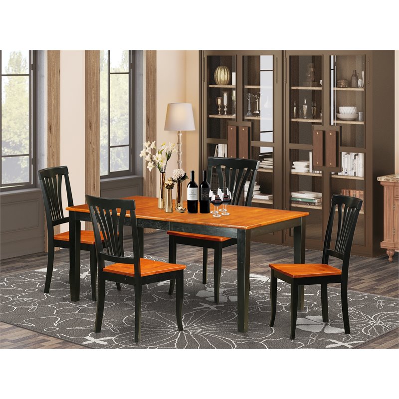 Pemberly Row 5-Piece Wood Kitchen Table and Chairs Set in Black and Cherry