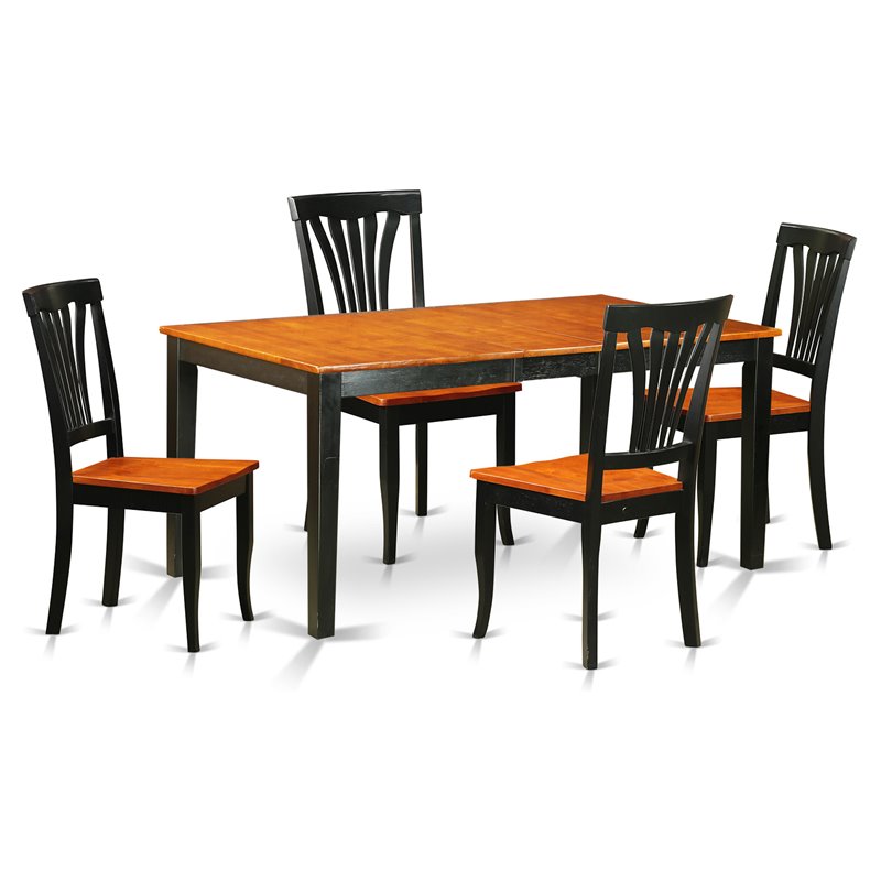 Pemberly Row 5-Piece Wood Kitchen Table and Chairs Set in Black and Cherry