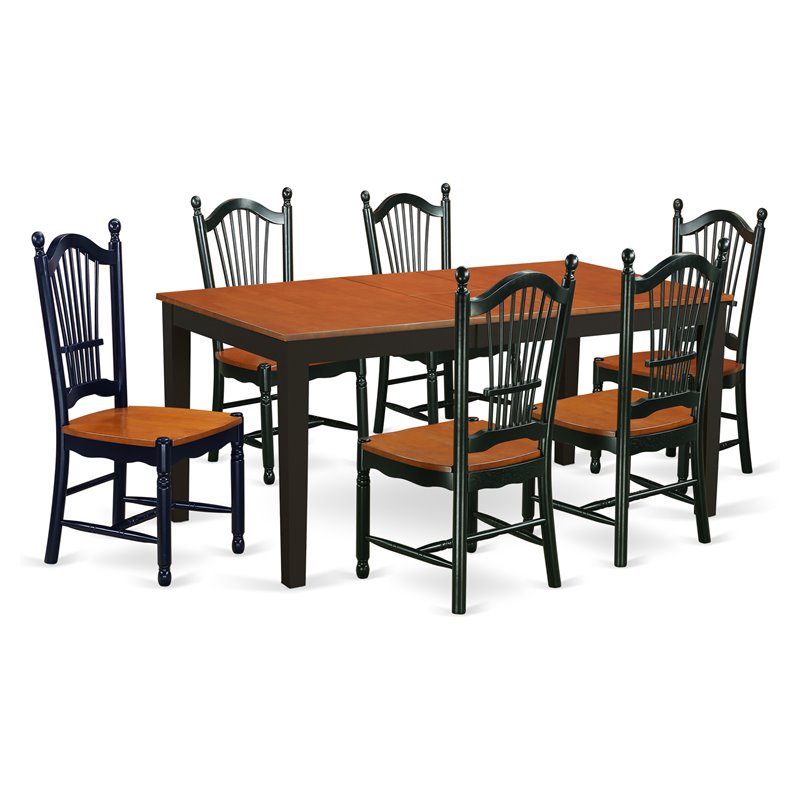 Pemberly Row 7-Piece Wood Dining Table Set in Black/Cherry Finish