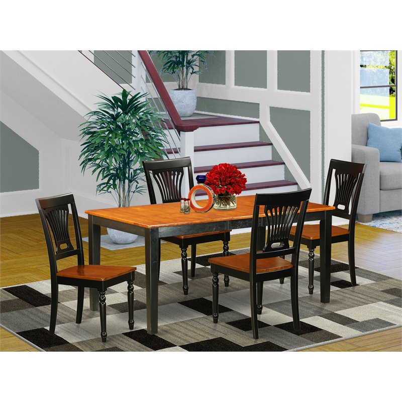 Pemberly Row 5-Piece Wood Table and Chairs Set in Black/Cherry Finish