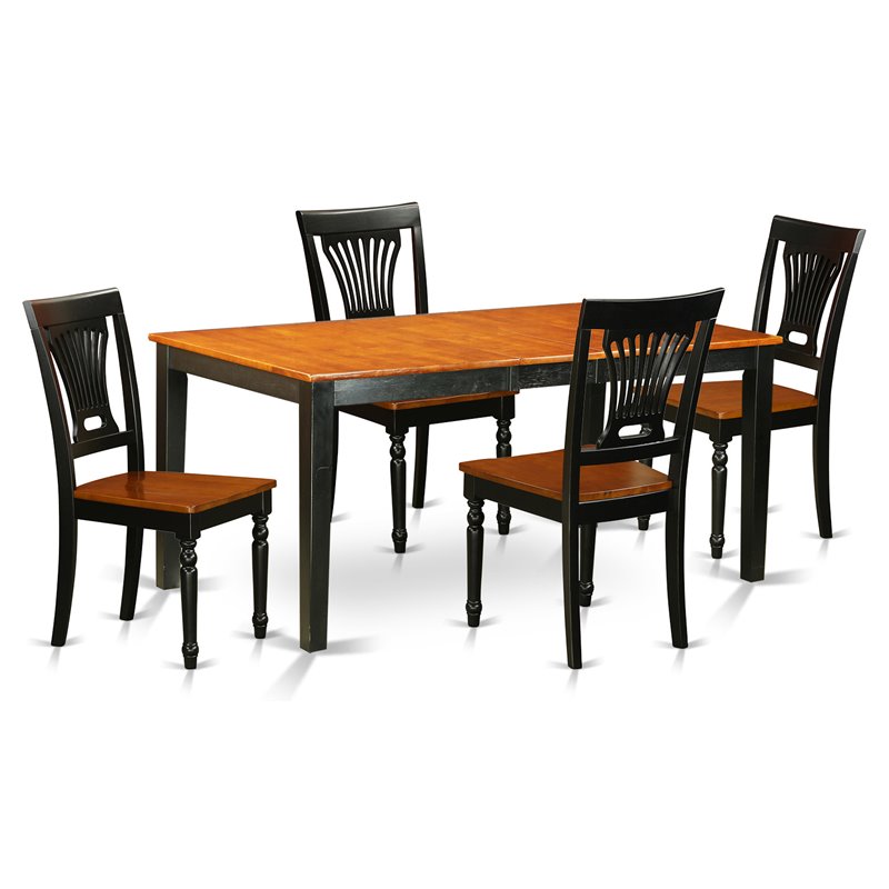Pemberly Row 5-Piece Wood Table and Chairs Set in Black/Cherry Finish