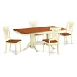 Pemberly Row 5-Piece Dining Set with Wood Seats in Cherry Finish
