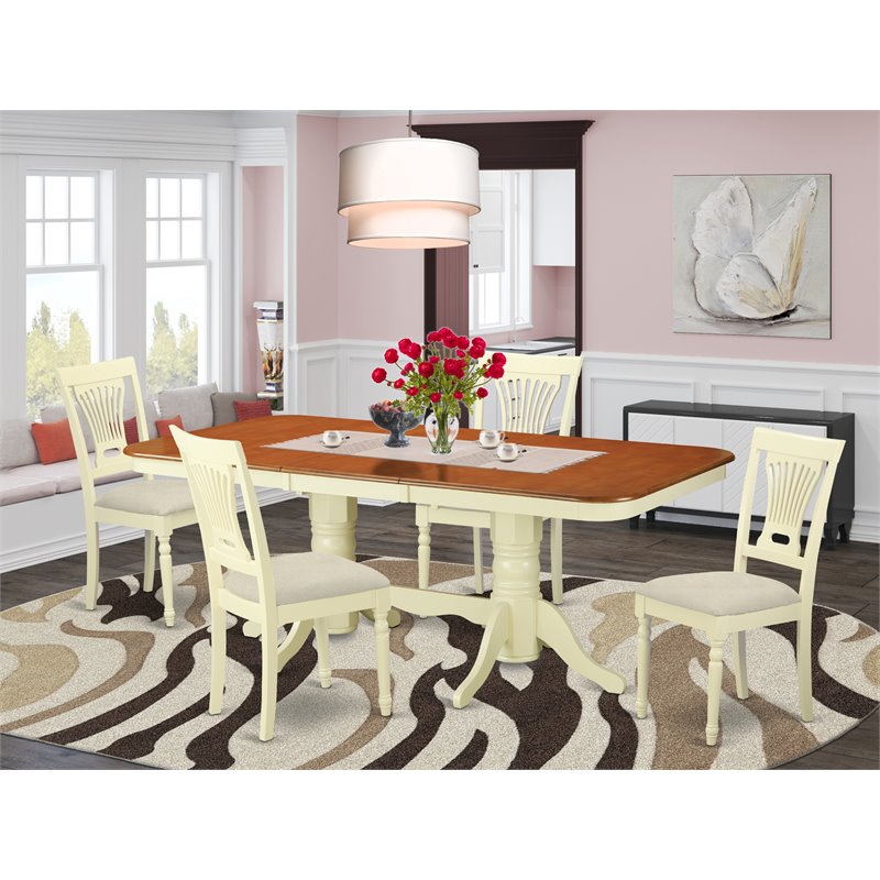 Pemberly Row 5-Piece Wood Dining Set in Buttermilk and Cherry