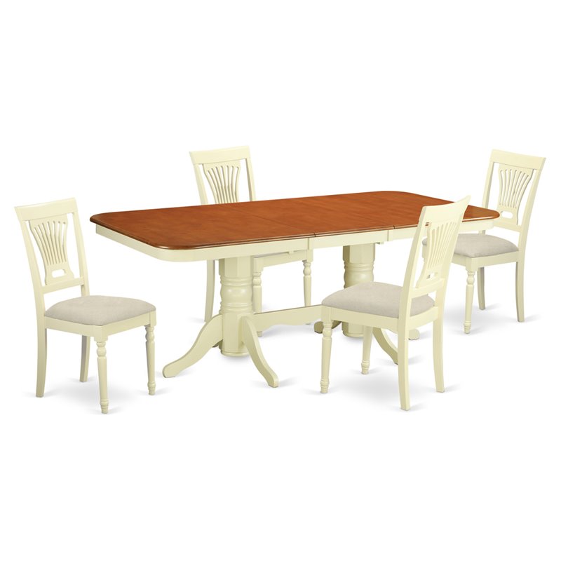 Pemberly Row 5-Piece Wood Dining Set in Buttermilk and Cherry
