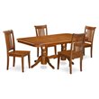 Pemberly Row 5-Pc Dining Set Wood Table with Ladder Back Chairs Saddle Brown
