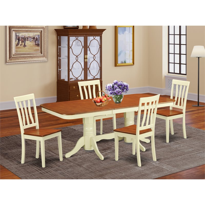 Pemberly Row 5-Piece Wood Dining Set in Buttermilk and Cherry Finish