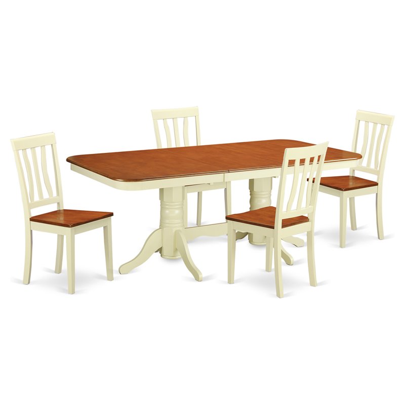 Pemberly Row 5-Piece Wood Dining Set in Buttermilk and Cherry Finish
