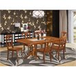Pemberly Row 7-Piece Dining Table and Chair Set in Saddle Brown Wood