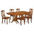 Pemberly Row 7-Piece Dining Table and Chair Set in Saddle Brown Wood