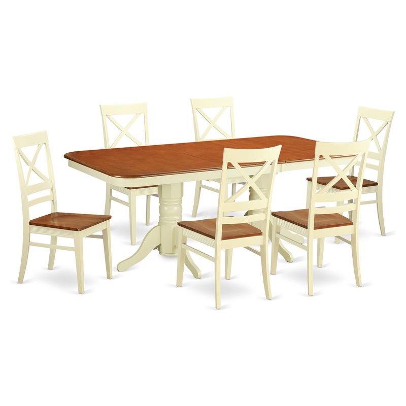 Pemberly Row 7-Piece Wood Dining Table and Chair Set in Cherry Finish