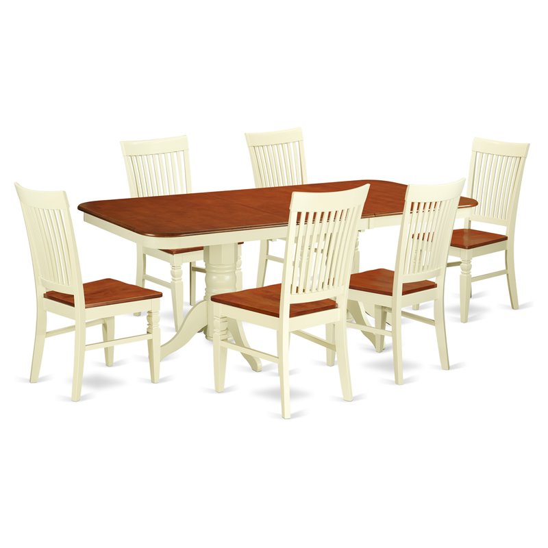 Pemberly Row 7-Piece Cherry Dining Set with Ladder Back Chairs