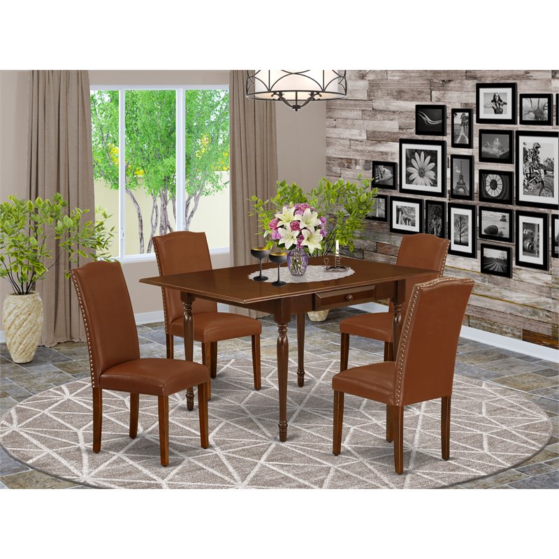 Pemberly Row 5-Piece Wood Dining Room Set in Mahogany Finish