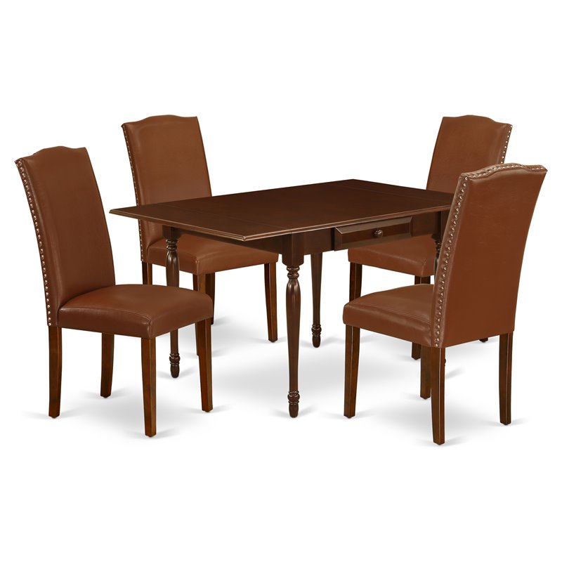 Pemberly Row 5-Piece Wood Dining Room Set in Mahogany Finish