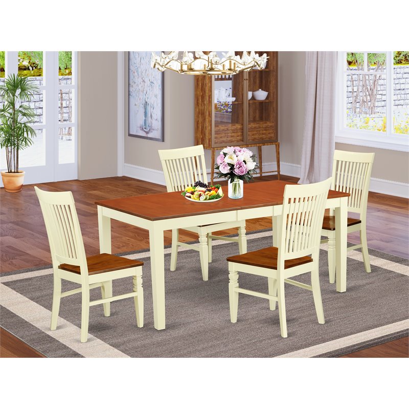 Pemberly Row 5-Piece Wood Kitchen Set in Buttermilk/Cherry