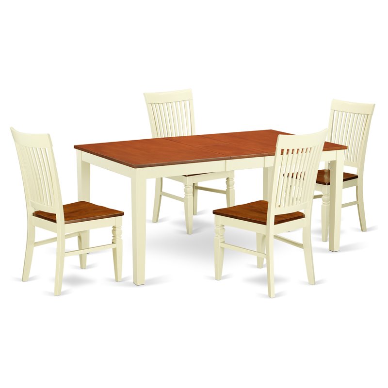 Pemberly Row 5-Piece Wood Kitchen Set in Buttermilk/Cherry