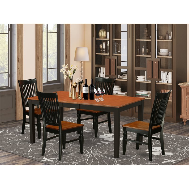 Pemberly Row 5-Piece Wood Dining Set in Black/Cherry