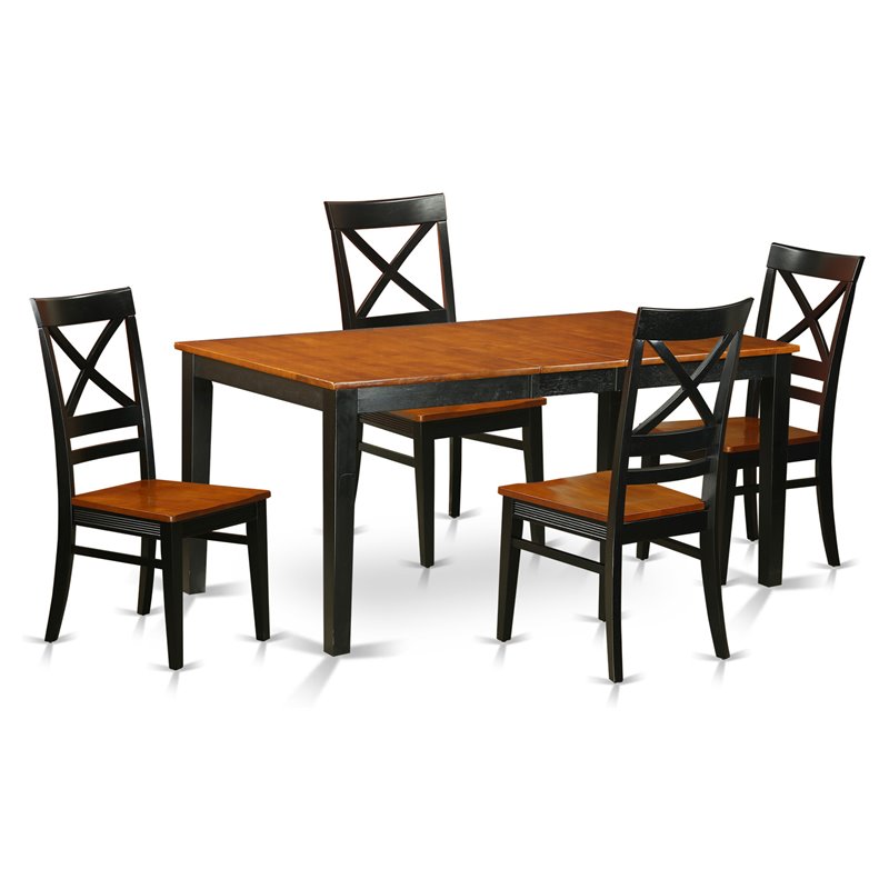 Pemberly Row 5-Piece Dining Set with Wood Chairs in Black/Cherry