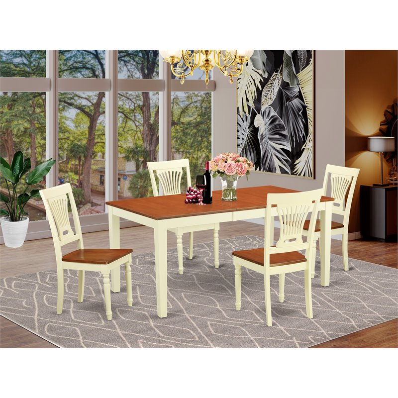 Pemberly Row 5-Piece Wood Kitchen Dining Set in Buttermilk Cherry Finish