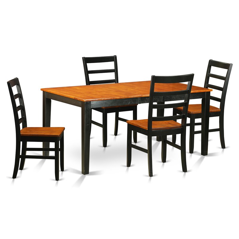 Pemberly Row 5-Piece Wood Kitchen Table Set with Expansion Leaf in Black Cherry
