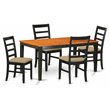 Pemberly Row 5-Piece Wood Dining Set with Linen Seats in Black and Cherry