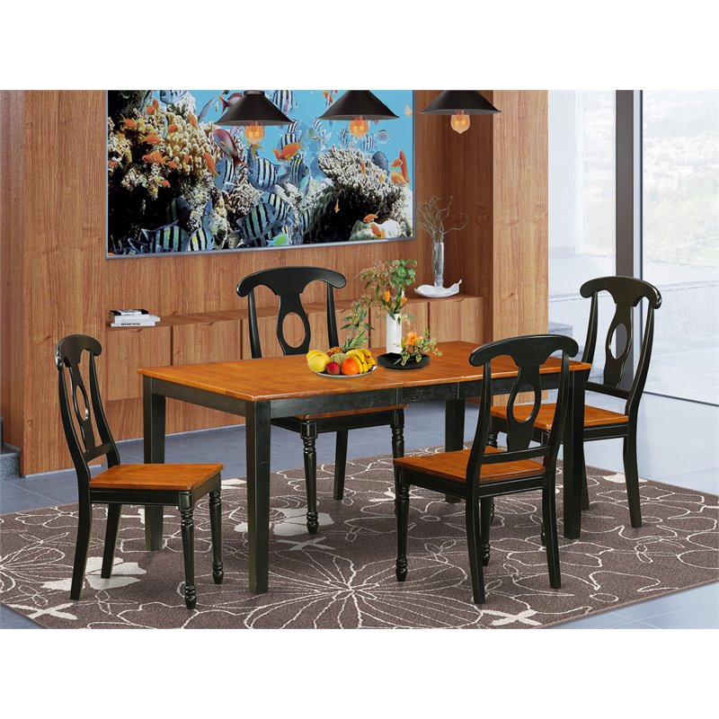 Pemberly Row 5-Piece Chair and Dining Table Set in Black/Cherry