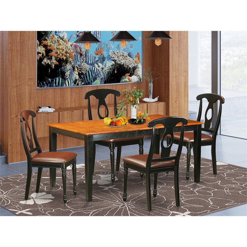 Pemberly Row 5-Piece Dining Set with Faux Leather Chairs in Black/Cherry