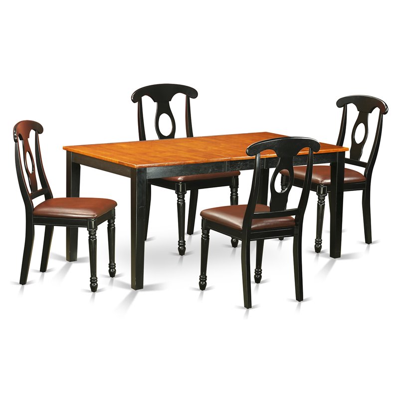 Pemberly Row 5-Piece Dining Set with Faux Leather Chairs in Black/Cherry