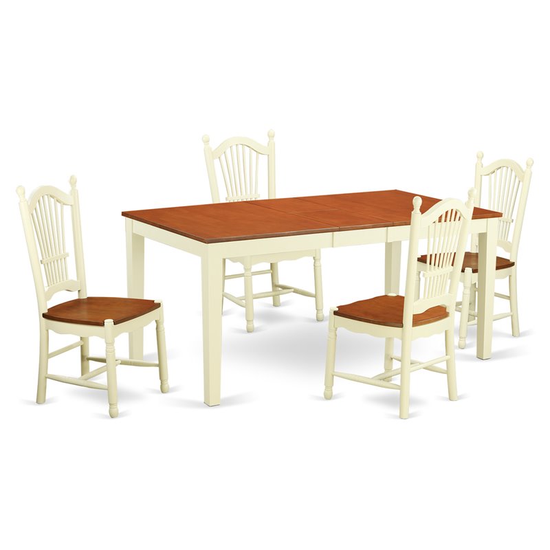 Pemberly Row 5-Piece Wood Dining Set in Buttermilk and Cherry