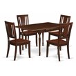 Pemberly Row 5-Piece Dining Table Set with Panel Back Chairs in Mahogany