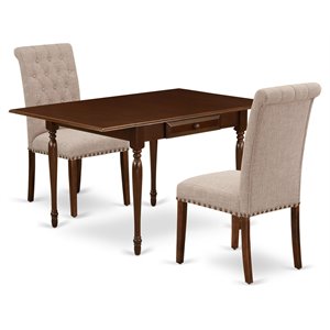 Pemberly Row 3-Piece Wood Dining Set with Drop Leaves in Mahogany Finish