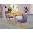 Pemberly Row 3-Piece Wood Dining Set with Storage Table in Oak/Dahlia