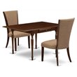 Pemberly Row 3-Piece Wood Kitchen Table Set with Drop Leaf in Mahogany