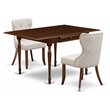 Pemberly Row 3-Piece Wood Dining Set with Drop Leaf Table in Mahogany