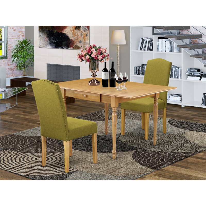 Pemberly Row 3-Piece Wood Dining Table Set with Drop Leaves in Oak/Light Pickle