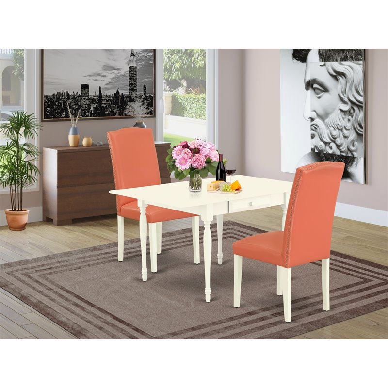 Pemberly Row 3-Piece Wood Dining Set in Linen White