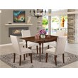 Pemberly Row 5-Piece Wood Dining Set in Mahogany and Cream