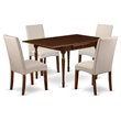 Pemberly Row 5-Piece Wood Dining Set in Mahogany and Cream