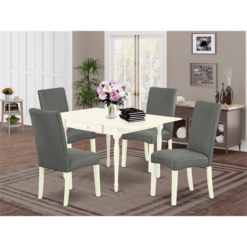 Pemberly Row 5-Piece Wood Dining Set in Linen White and Gray
