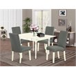 Pemberly Row 5-Piece Wood Dining Set in Linen White and Gray