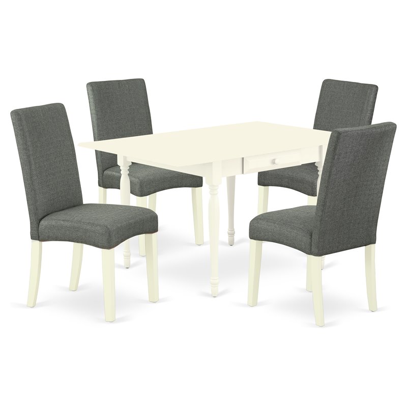 Pemberly Row 5-Piece Wood Dining Set in Linen White and Gray